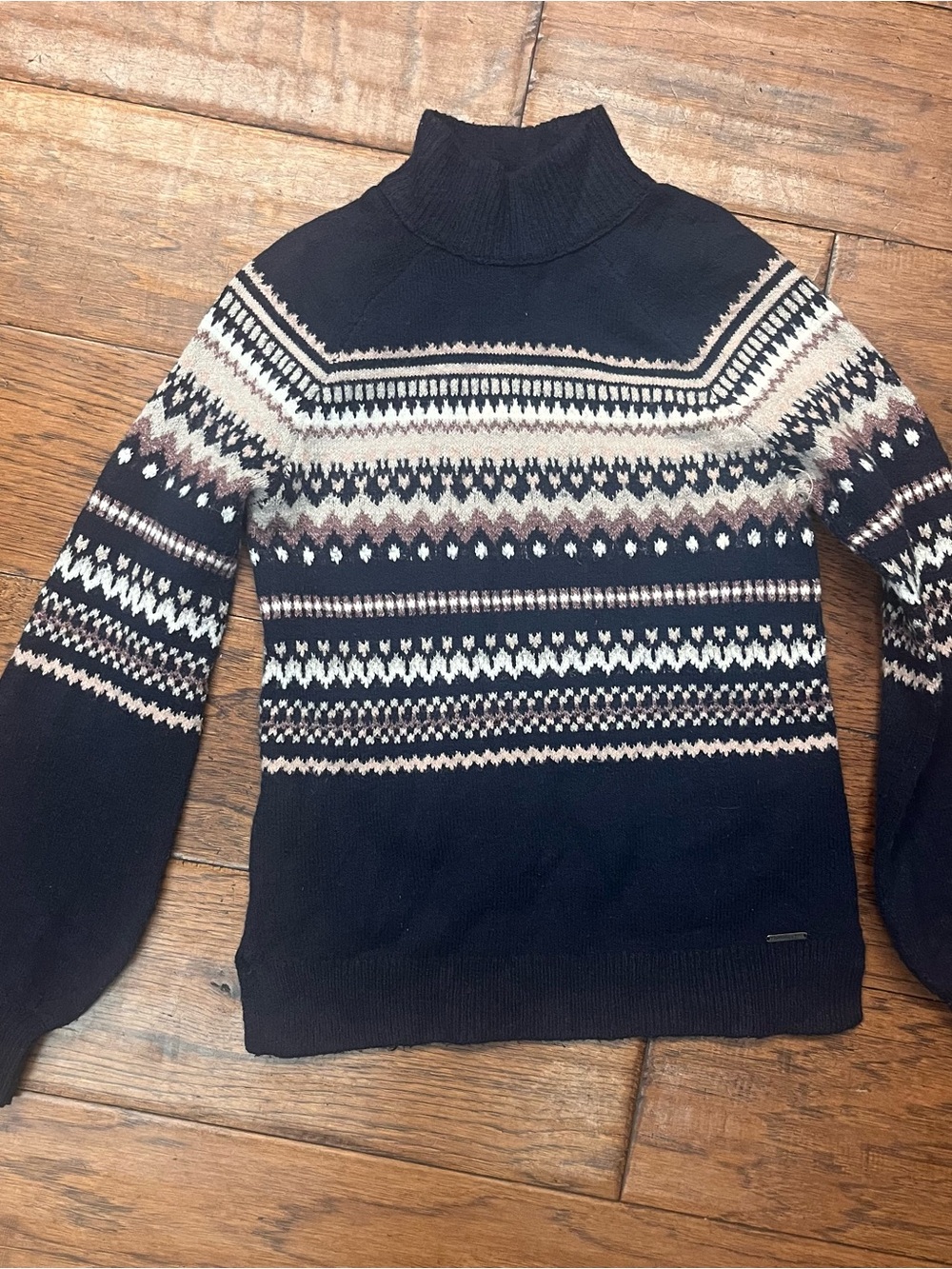 Abercrombie and fitch 2000s navy fair isle mock neck knit pullover sweater